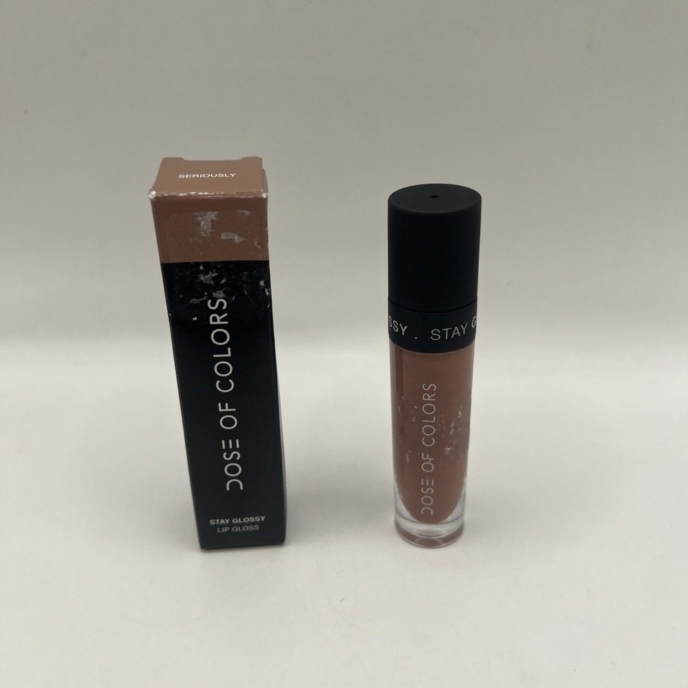 NIB DOSE OF COLORS (SERIOUSLY) BROWN PINK STAY GLOSSY LIP GLOSS
